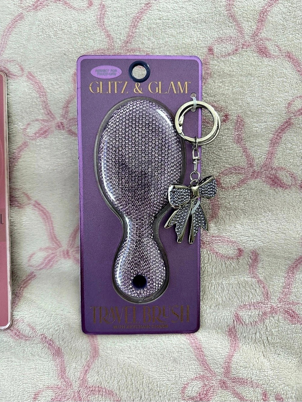 Glitz & Glam Travel Brush with Removable Keychain Charm Purple NWT